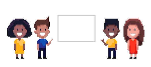 Пиксель-арт счастливый персонаж для игры или другого проекта. векторная иллюстрация