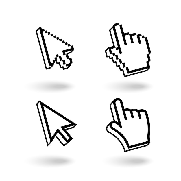 Pixel cursors icon set