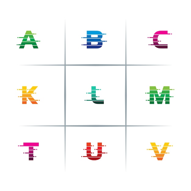 Download Free Pixel Cut Line Letter Logo Design Set Premium Vector Use our free logo maker to create a logo and build your brand. Put your logo on business cards, promotional products, or your website for brand visibility.