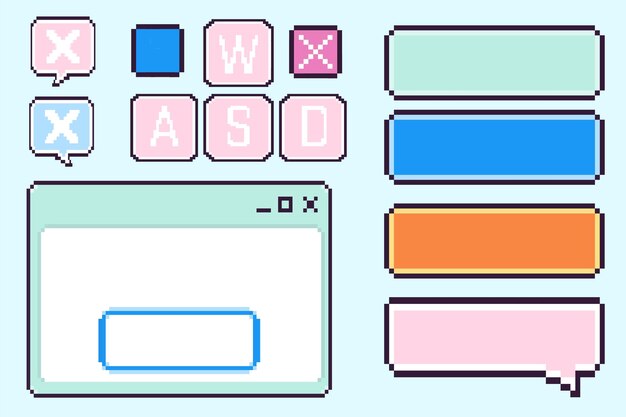 ピクセルゲーム UI エレメントセット