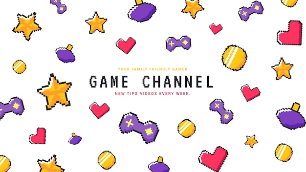 Free vector pixel gaming youtube channel art