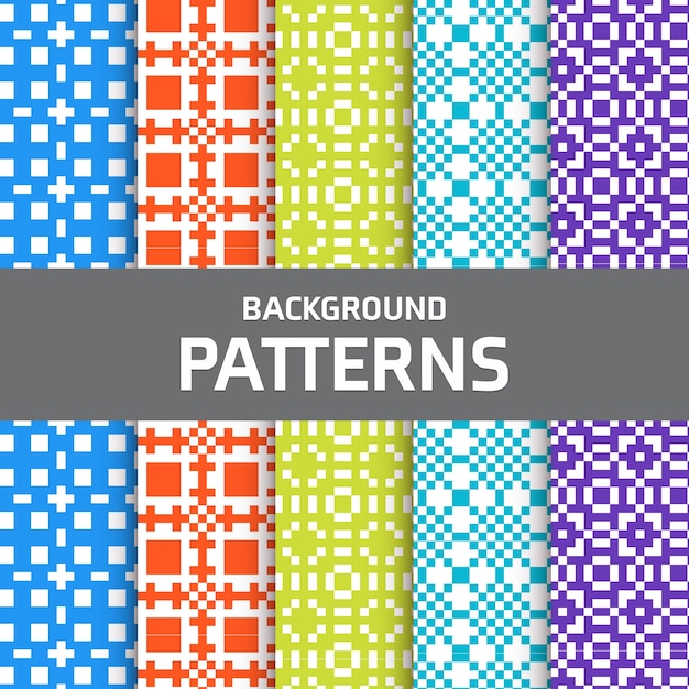 Free vector pixel patterns set