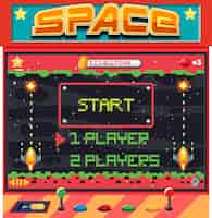 Free vector pixel space game interface with start button