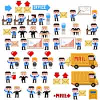 Free vector pixelated illustration of office situations