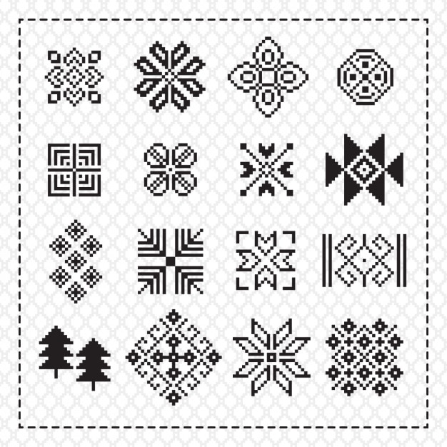 Free Vector pixelated ornaments collection