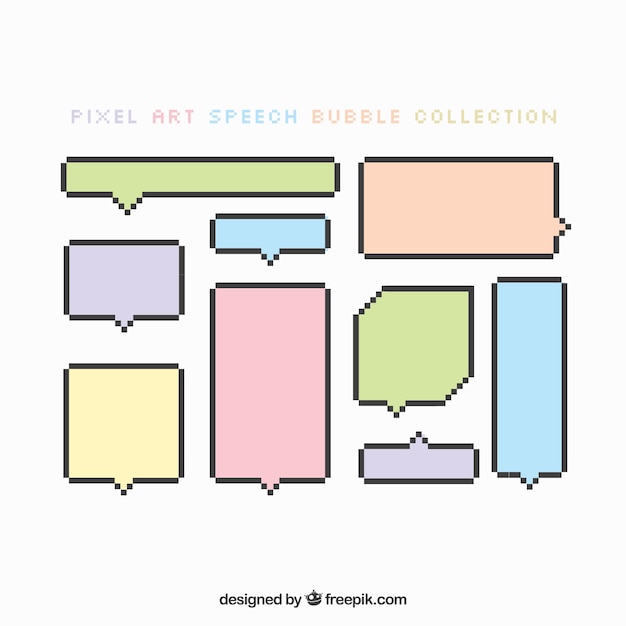 Pixelated speech bubble set