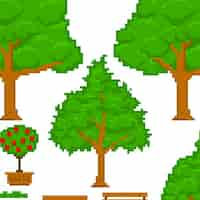 Free vector pixelated trees