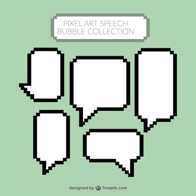 Pixelated white speech bubbles