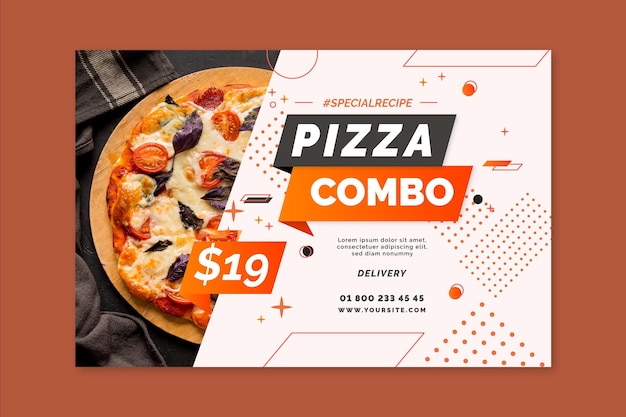 Vettore gratuito modello di banner pizza