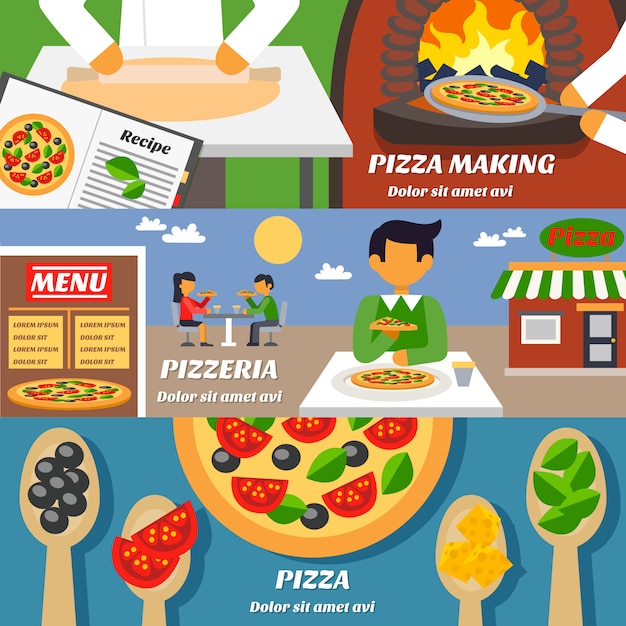 Free vector pizza banners set