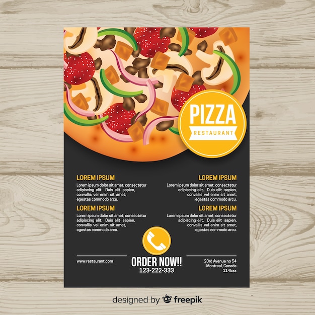 Vettore gratuito modello di brochure pizza