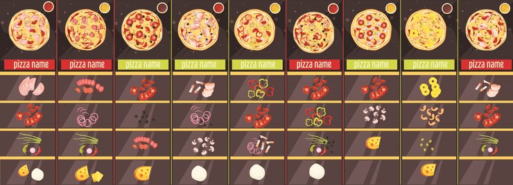 Free Vector pizza cartoon style menu template