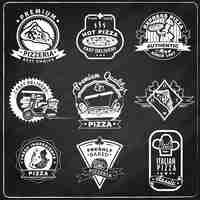 Free vector pizza chalkboard emblems set