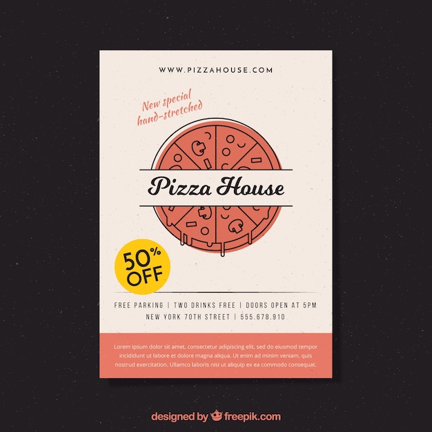 Free vector pizza delivery booklet in linear style