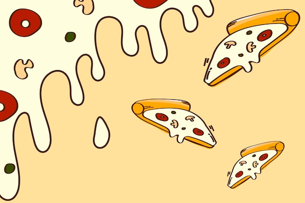 Pizza doodle patterned background