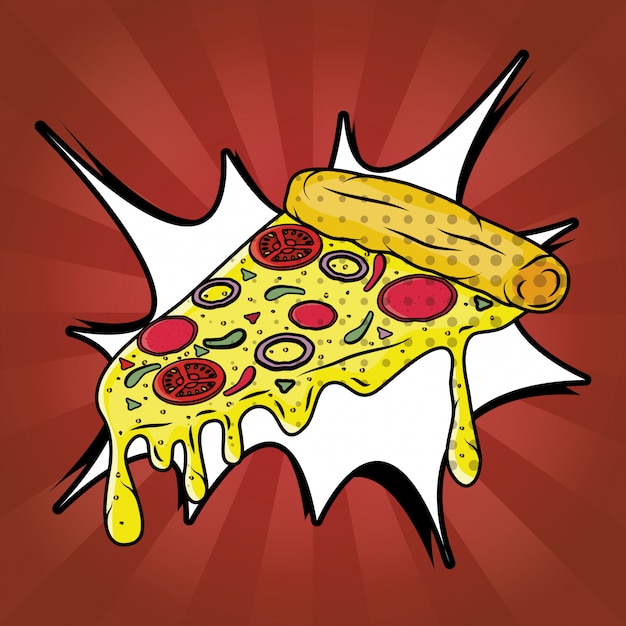 Бесплатное векторное изображение Пицца фаст фуд в стиле поп арт