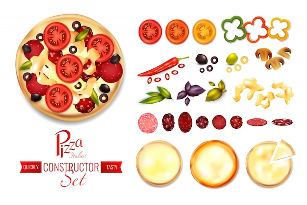 Free vector pizza filler constructor set