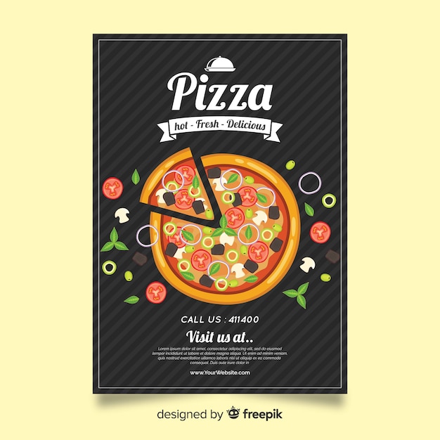Vettore gratuito modello di volantino pizza