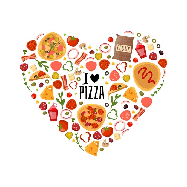 Premium Vector Pizza Heart Composition