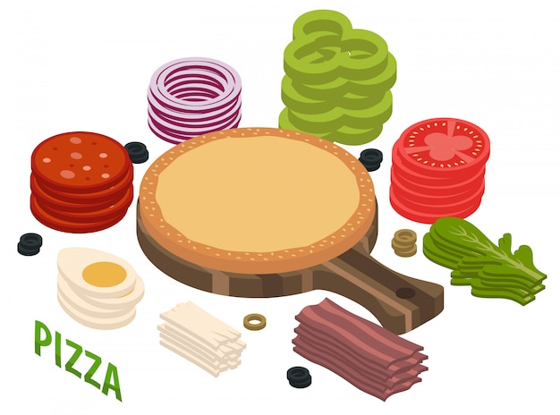 Pizza Isometric Composition
