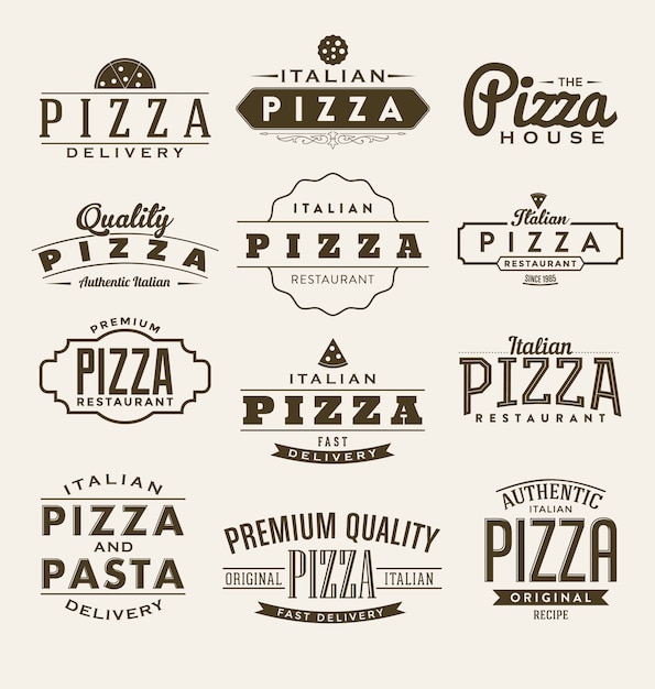 Бесплатное векторное изображение Коллекция пицца этикетки