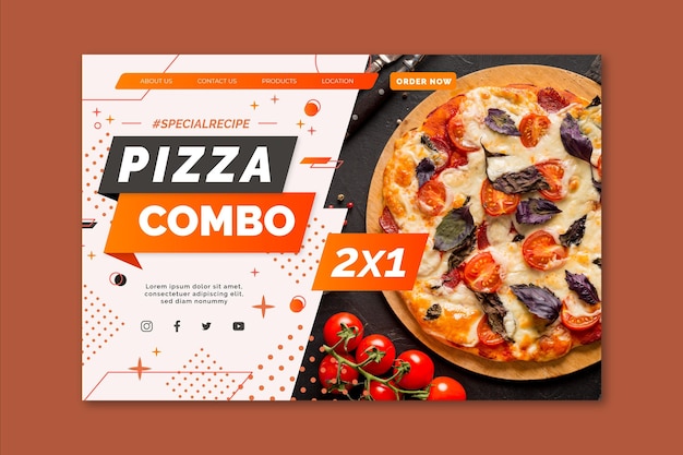 Vettore gratuito modello di pagina di destinazione della pizza