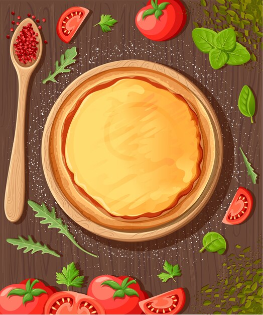 Premium Vector Pizza Menu Chalkboard Cartoon Background With Fresh Ingredients Illustration Pizzeria Flyer Background Two Horizontal Banners With Ingredients Text On Wooden Background And Blackboard