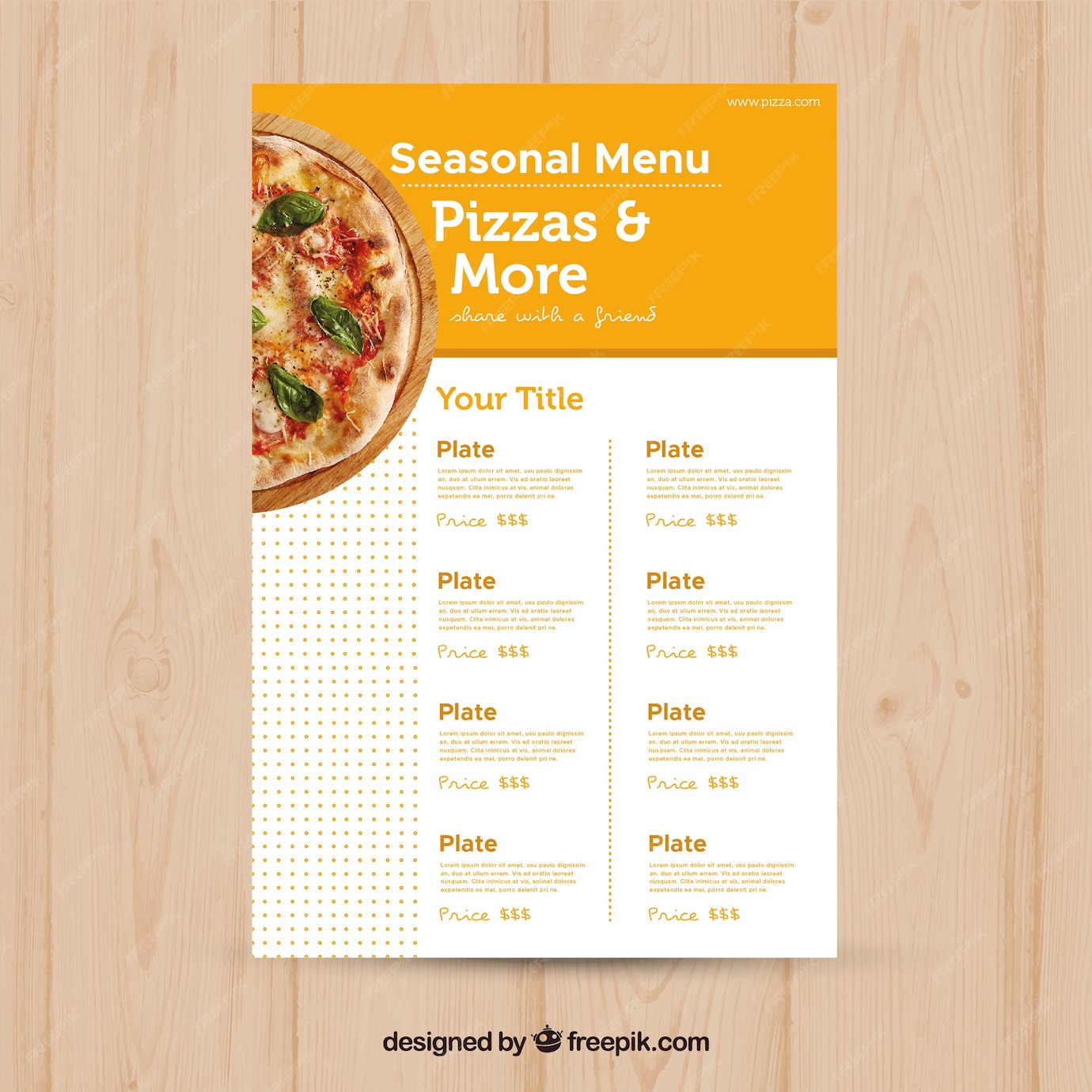 Free Vector | Pizza menu template