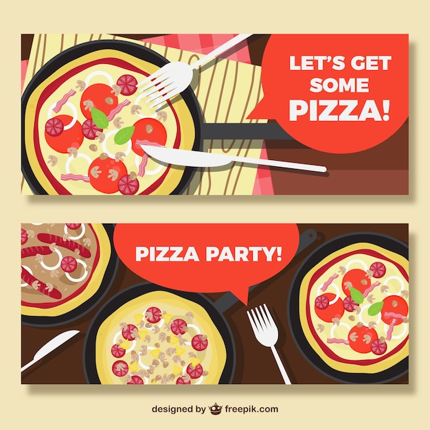 Vettore gratuito banner pizza party