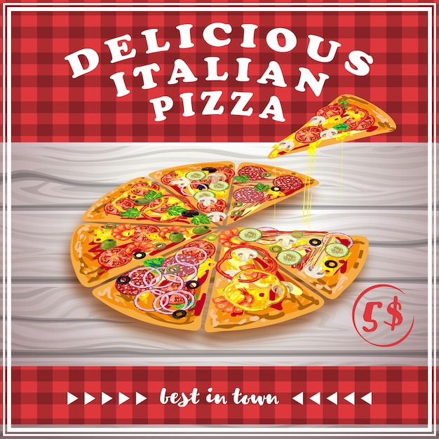 Free vector pizza red flyer