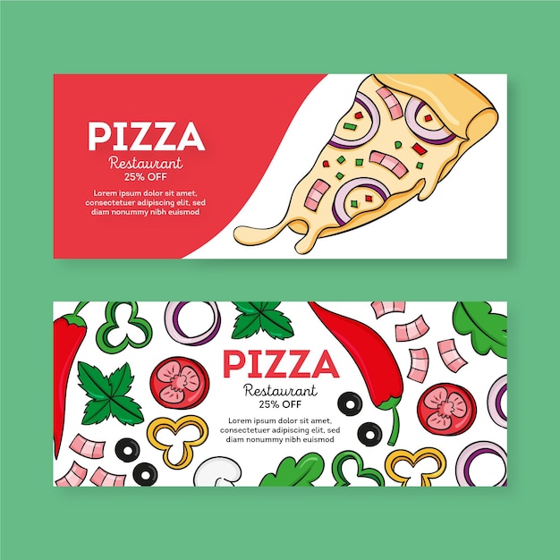 Pizza restaurant banner set template
