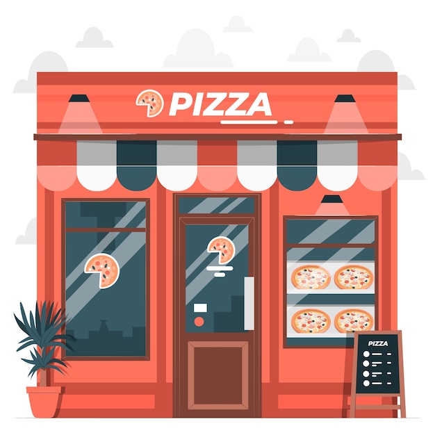 Vettore gratuito illustrazione del concetto di ristorante pizzeria