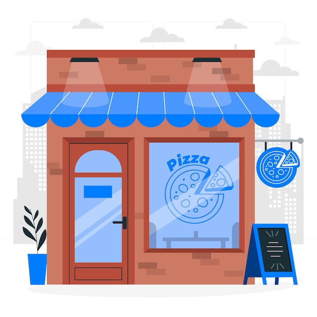 Бесплатное векторное изображение Иллюстрация концепции ресторана пиццы