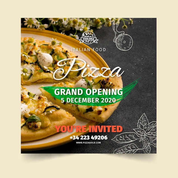 Free vector pizza restaurant flyer square