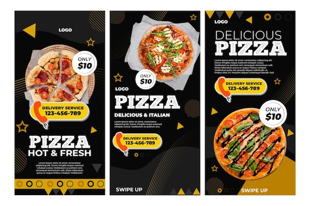 Free vector pizza restaurant instagram stories template