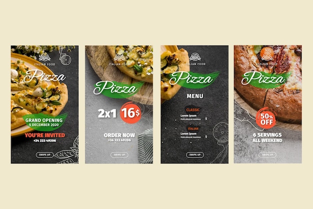 Free vector pizza restaurant instagram stories