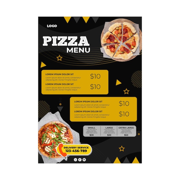 Pizza restaurant menu template