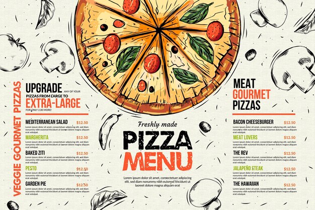 Pizza restaurant menu template