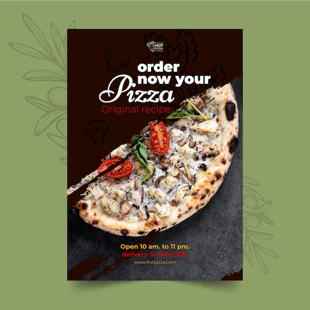 Free vector pizza restaurant poster template