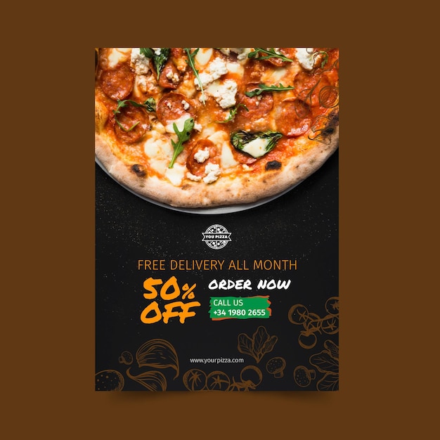 Free vector pizza restaurant poster