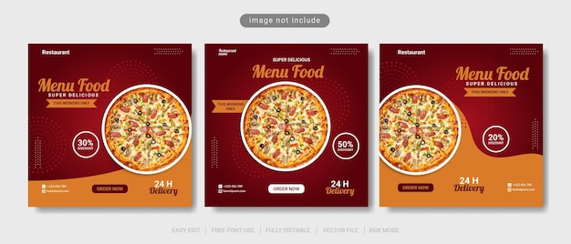 Pizza restaurant social media post template