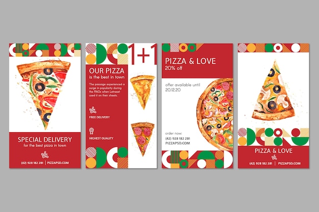 Free vector pizza restaurant social media stories