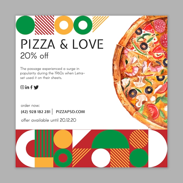 Pizza restaurant square flyer