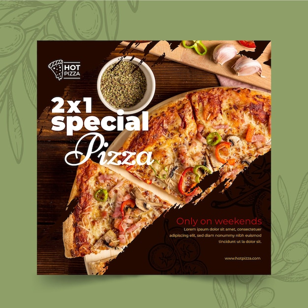 피자 레스토랑 제곱 된 전단지 서식 파일