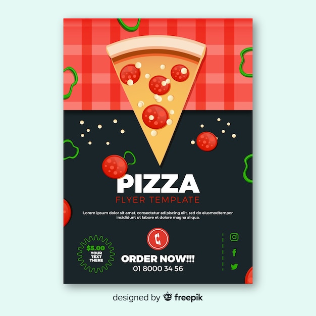 Free vector pizza slice italian restaurant flyer