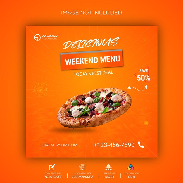 Pizza social media post design template