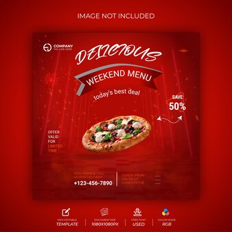 Pizza social media post design template