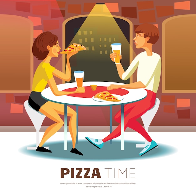 Vettore gratuito illustrazione di pizza time