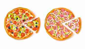 Free vector pizza with slice composition