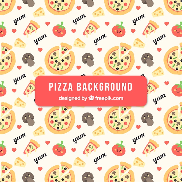 Free vector pizzas and ingredients background